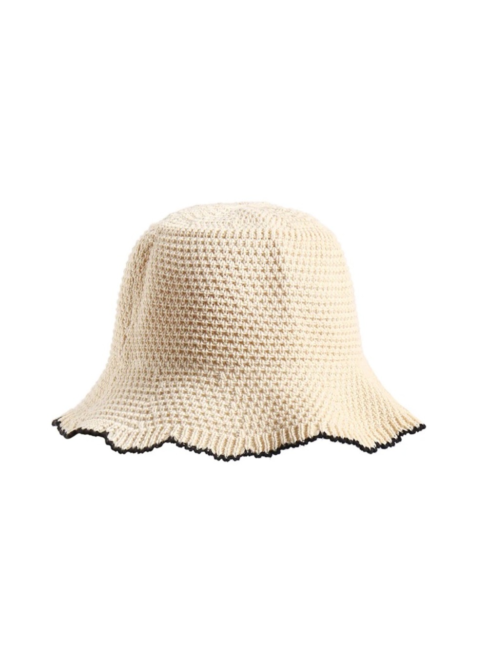 Seamolly Vintage Scalloped Edge Beach Straw Bucket Hat